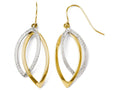 FJC Finejewelers 14 kt Two Tone Gold Polished And Textured Shepherd Hook Earrings