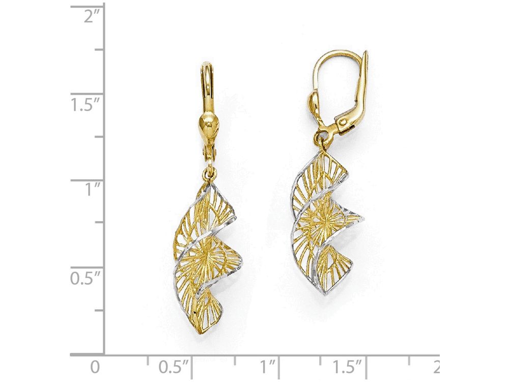 FJC Finejewelers 14 kt Two Tone Gold Rhodium Textured And Bright Cut Leverback Earrings