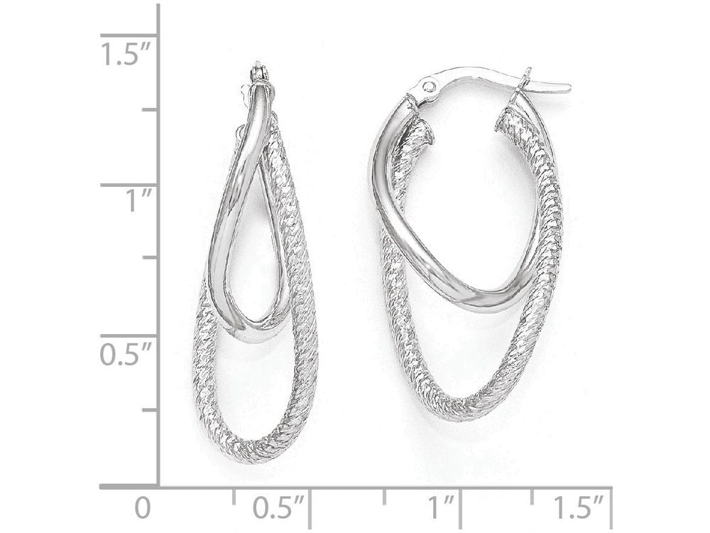 FJC Finejewelers 14k White Gold Polished And Textured Hinged Hoop Earrings