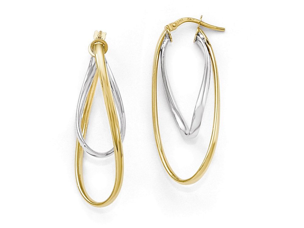 FJC Finejewelers 14 kt Two Tone Gold Polished Hoop Earrings