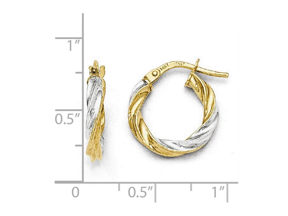 FJC Finejewelers 14k Yellow Gold with White Rhodium Plating Polished Hoop Earrings