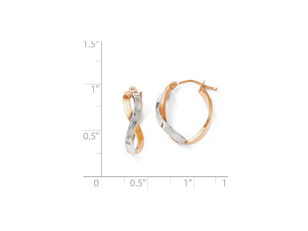FJC Finejewelers 14k Rose Gold Two-tone Polished Hinged Hoop Earrings