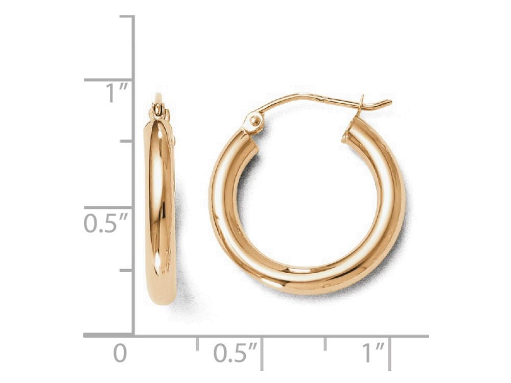 FJC Finejewelers 14k Rose Gold 3mm Polished Hoop Earrings
