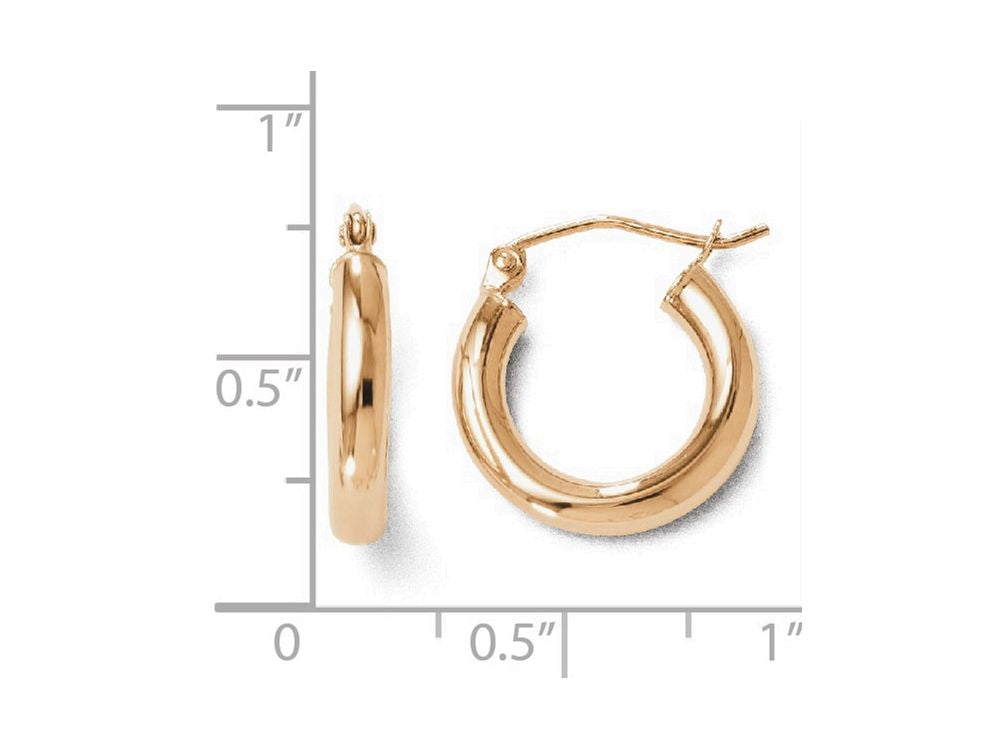 FJC Finejewelers 14k Rose Gold 3mm Polished Hoop Earrings