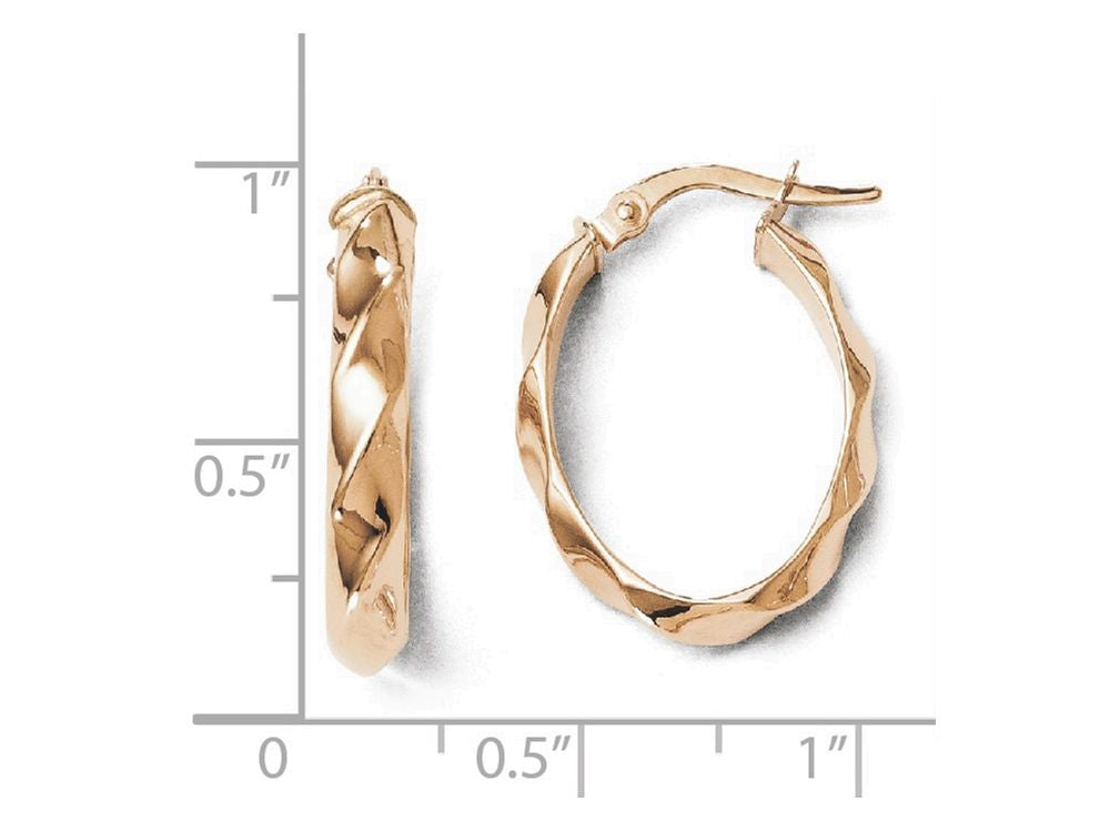 FJC Finejewelers 14k Rose Gold Polished And Twisted Oval Hoop Earrings