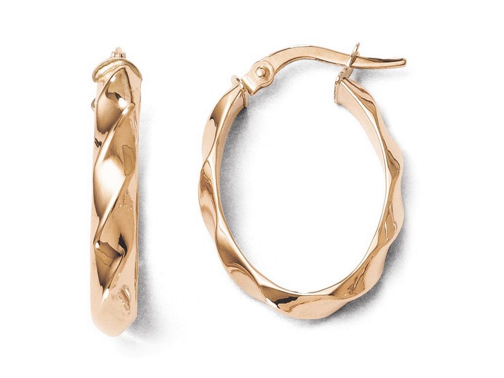 FJC Finejewelers 14k Rose Gold Polished And Twisted Oval Hoop Earrings
