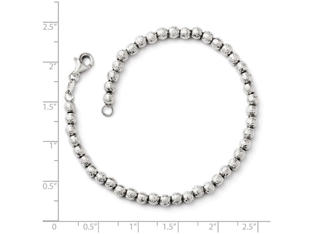 FJC Finejewelers 14k White Gold Bright Cut Beaded Bracelet