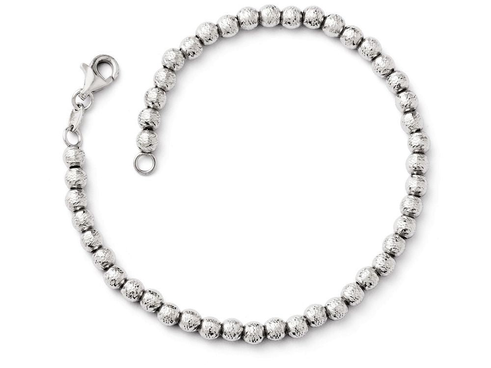 FJC Finejewelers 14k White Gold Bright Cut Beaded Bracelet