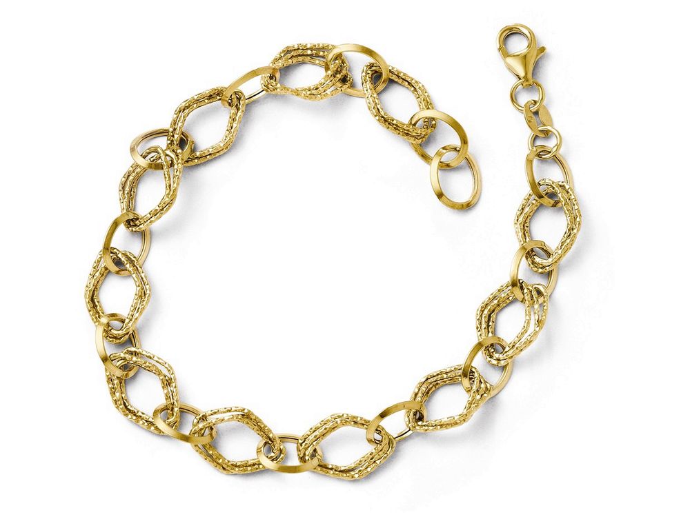 FJC Finejewelers 14k Yellow Gold Polished And Textured Fancy Link Bracelet
