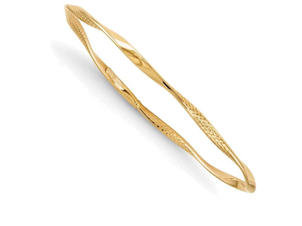 FJC Finejewelers 14k Polished And Textured Twisted Slip-on Bangle