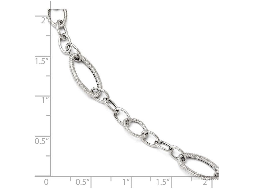 FJC Finejewelers 14k White Gold Polished And Textured Link Bracelet