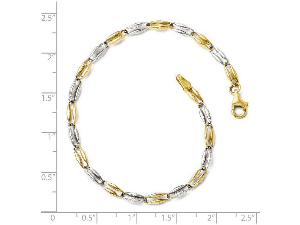 FJC Finejewelers 14 kt Two Tone Gold Polished Fancy Link Bracelet