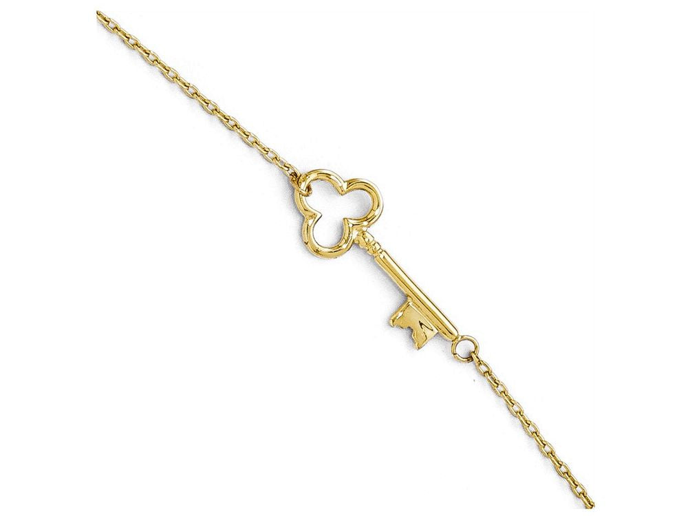 FJC Finejewelers 14k Yellow Gold Polished Key Anklet W/1in Ext