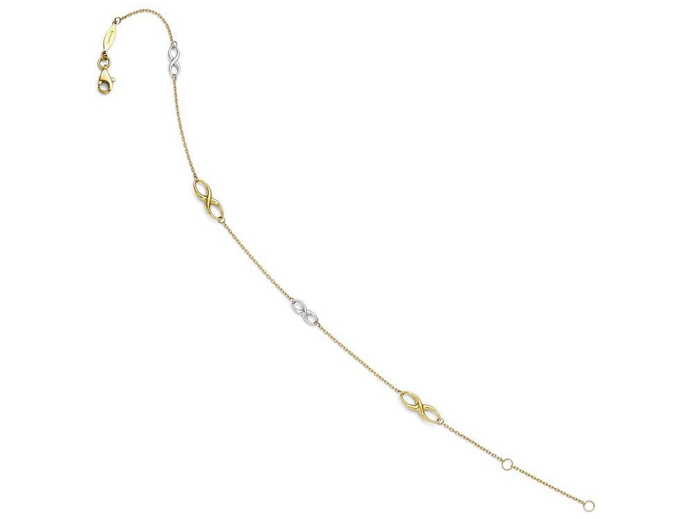 FJC Finejewelers 14 kt Two Tone Gold Polished Anklet W/1in Ext
