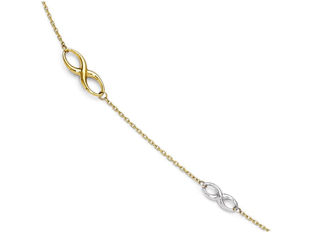 FJC Finejewelers 14 kt Two Tone Gold Polished Anklet W/1in Ext