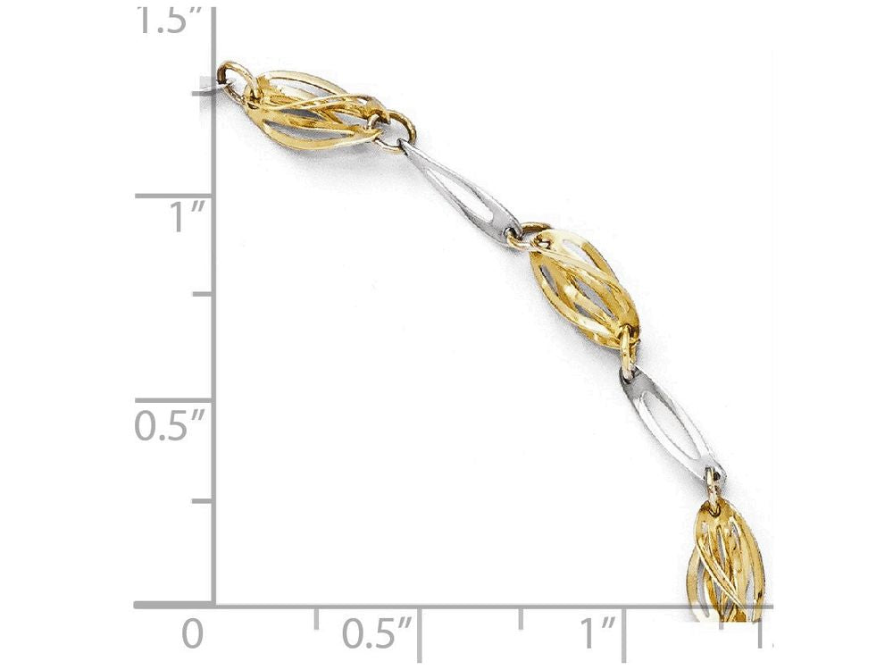 FJC Finejewelers 14 kt Two Tone Gold Polished Fancy Link Anklet