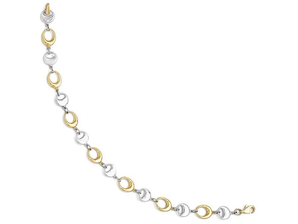 FJC Finejewelers 14 kt Two Tone Gold Polished Link Bracelet