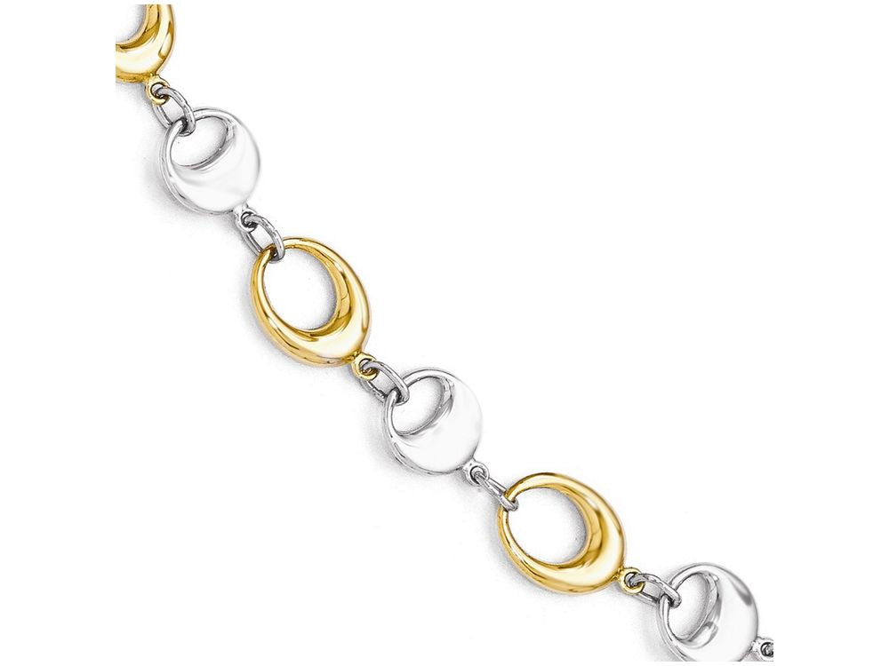 FJC Finejewelers 14 kt Two Tone Gold Polished Link Bracelet