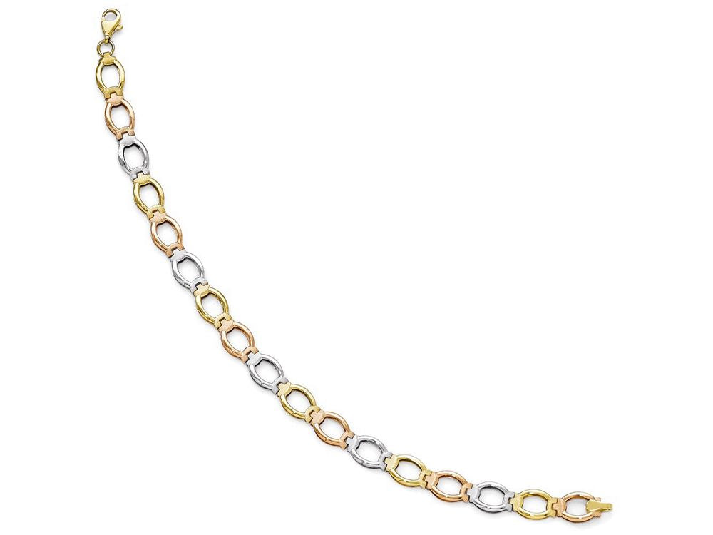 FJC Finejewelers 14 kt Tri Color Gold Polished And Satin Link Bracelet
