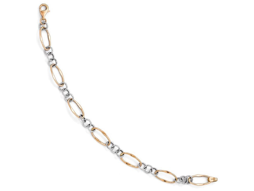 FJC Finejewelers 14 kt Two Tone Gold (rose and White) Polished Link Bracelet