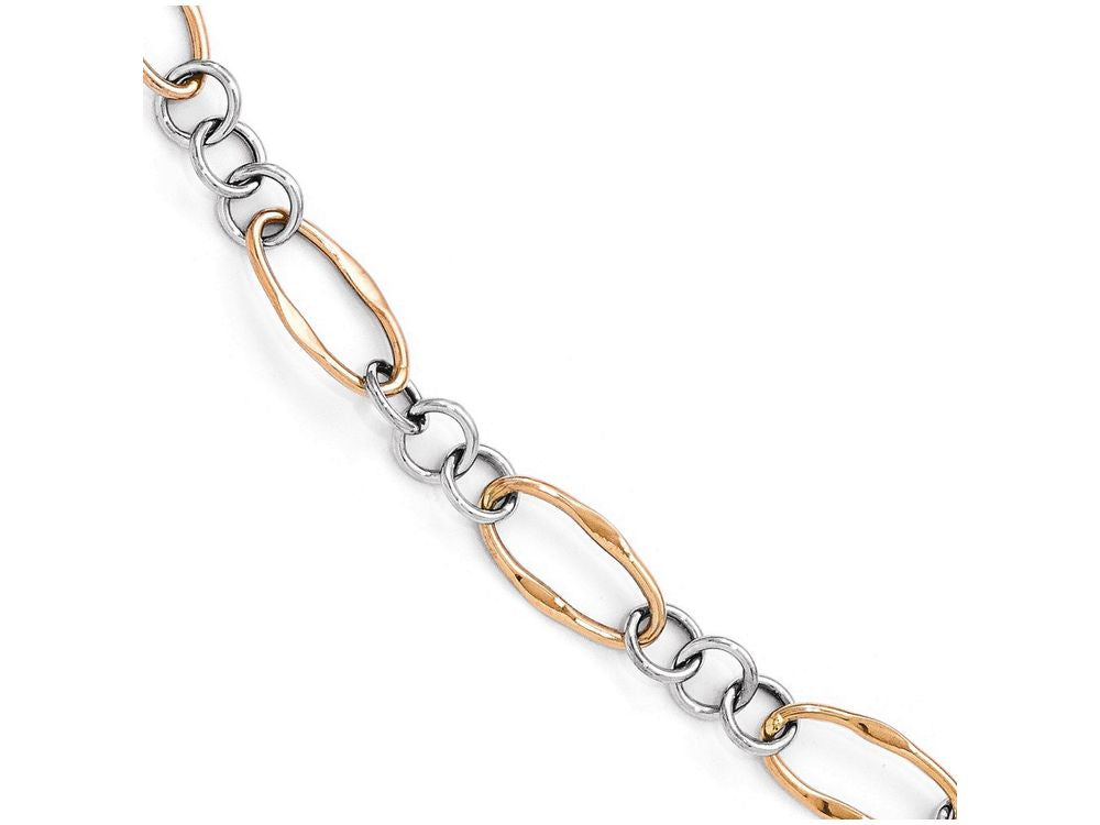 FJC Finejewelers 14 kt Two Tone Gold (rose and White) Polished Link Bracelet