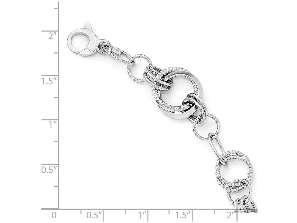 FJC Finejewelers 14k White Gold Polished and Textured Fancy Link Bracelet