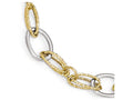 FJC Finejewelers 14 kt Two Tone Gold Polished and Textured Fancy Link Bracelet