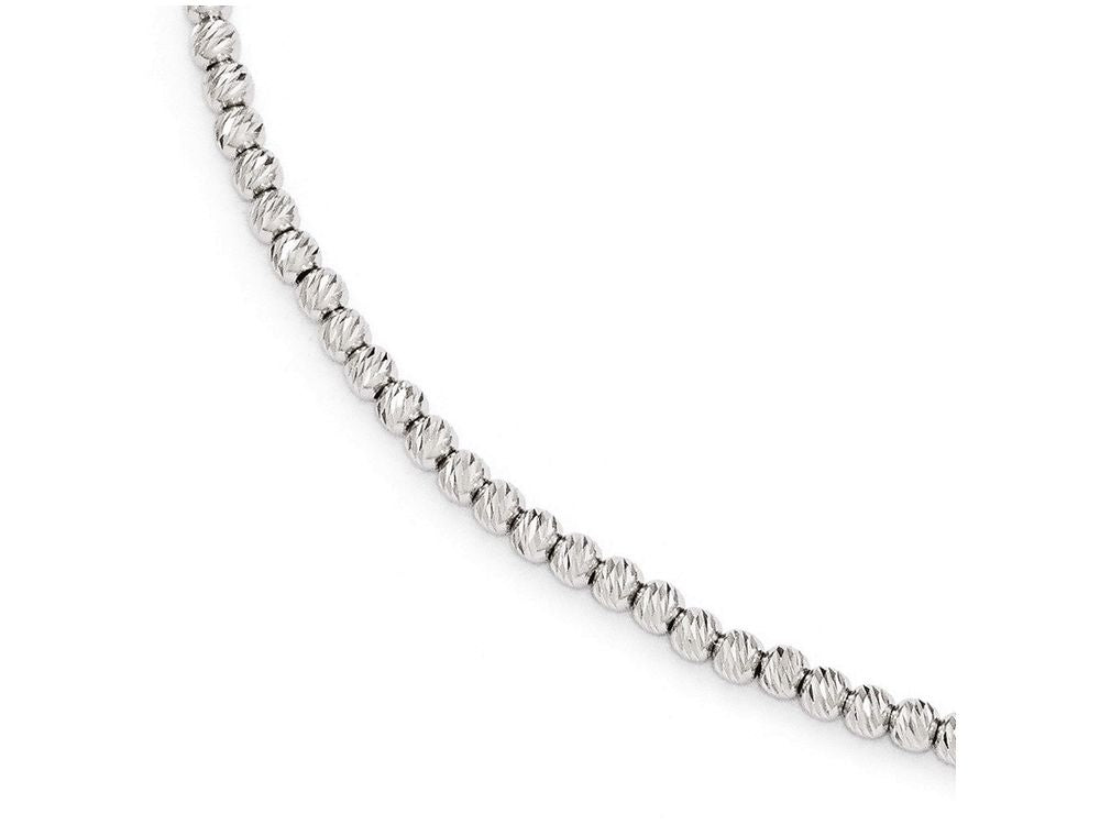 FJC Finejewelers 14k White Gold Bright Cut Beaded Bracelet