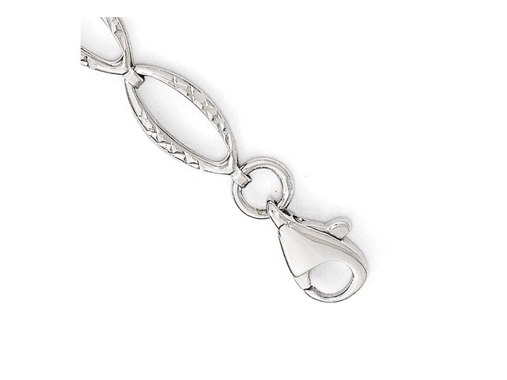FJC Finejewelers 14k White Gold Polished And Bright Cut Bracelet