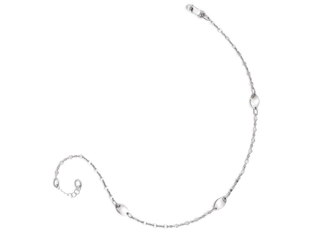 FJC Finejewelers 14k White Gold Polished With 1in Ext. Anklet