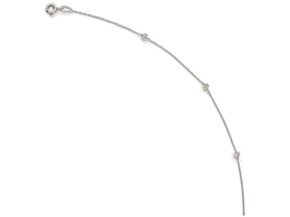 FJC Finejewelers 14k White Gold Diamond-ctu Beaded With 1in Ext. Anklet