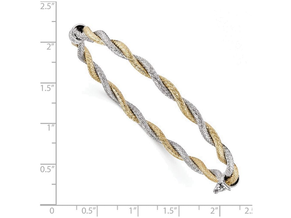 FJC Finejewelers 14k Yellow Gold Two-tone Textured Hinged Bangle