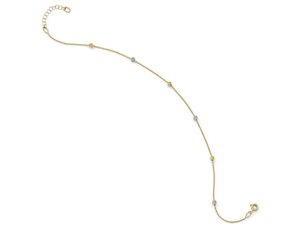 FJC Finejewelers 14 kt Two Tone Gold Polished Bright Cut With 1in Ext. Anklet