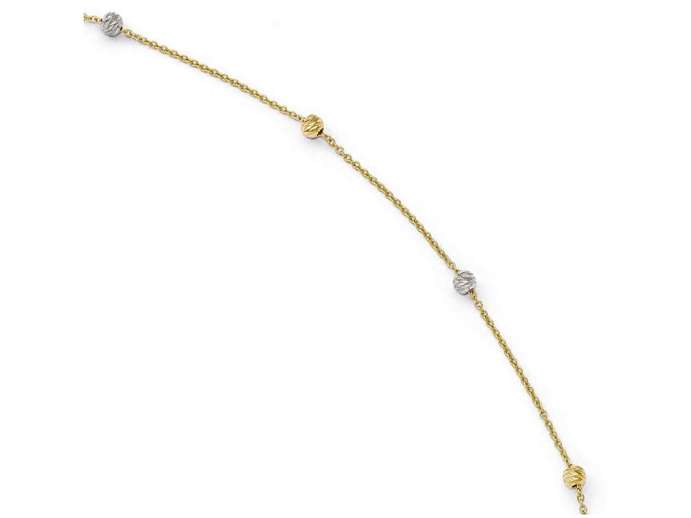 FJC Finejewelers 14 kt Two Tone Gold Polished Bright Cut With 1in Ext. Anklet