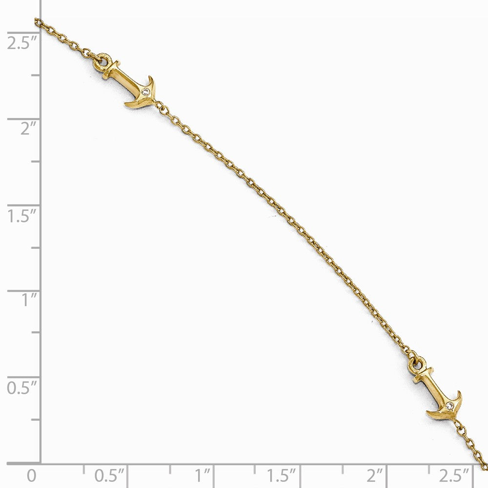 FJC Finejewelers 14k Yellow Gold Cz Polished Anchor With 1in Ext. Anklet