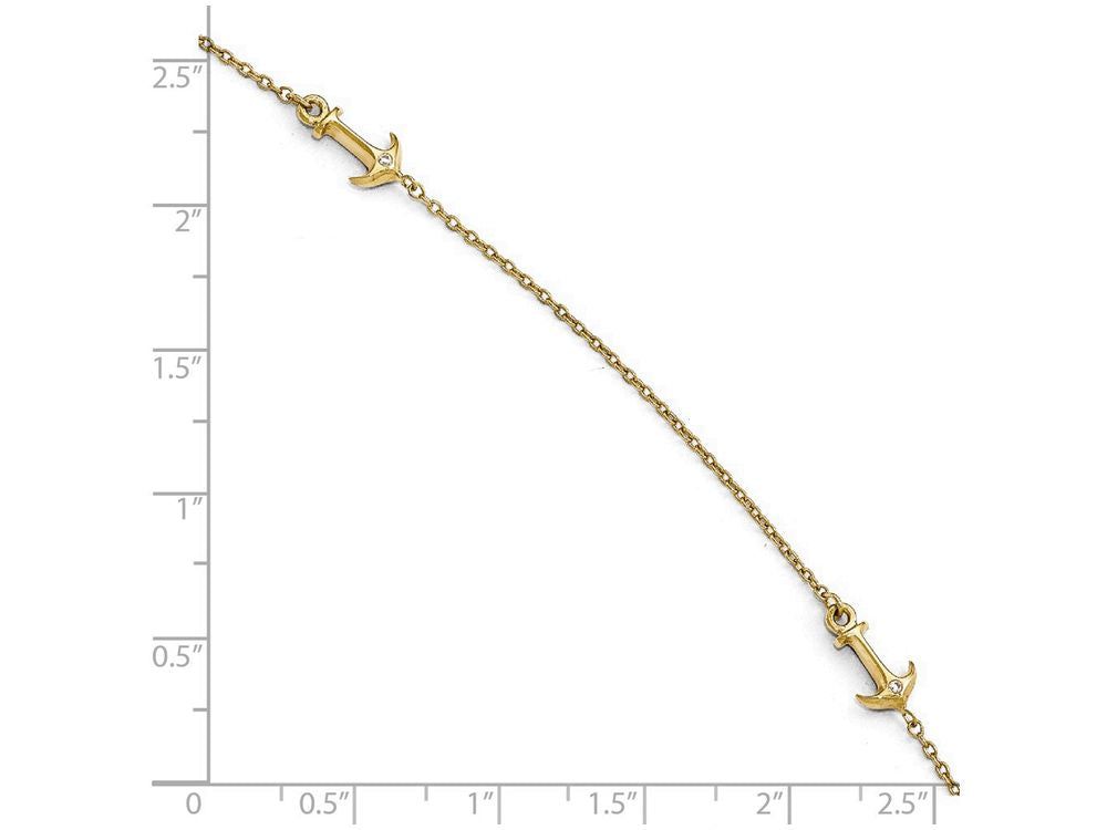 FJC Finejewelers 14k Yellow Gold Cz Polished Anchor With 1in Ext. Anklet