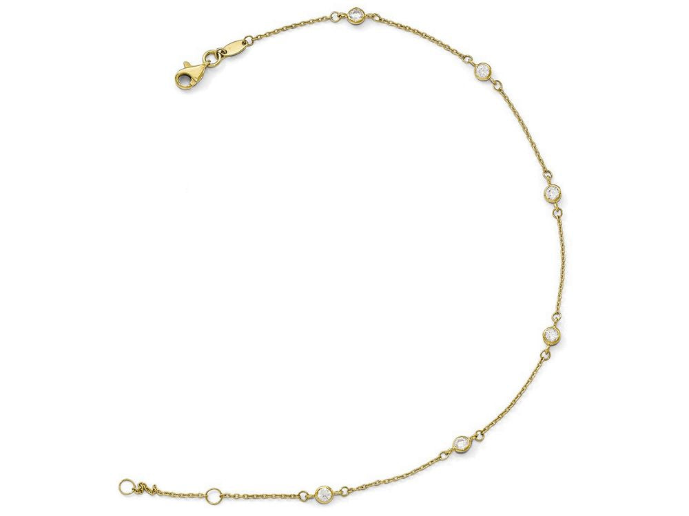 FJC Finejewelers 14k Yellow Gold Cz Polished With 1in Ext. Anklet