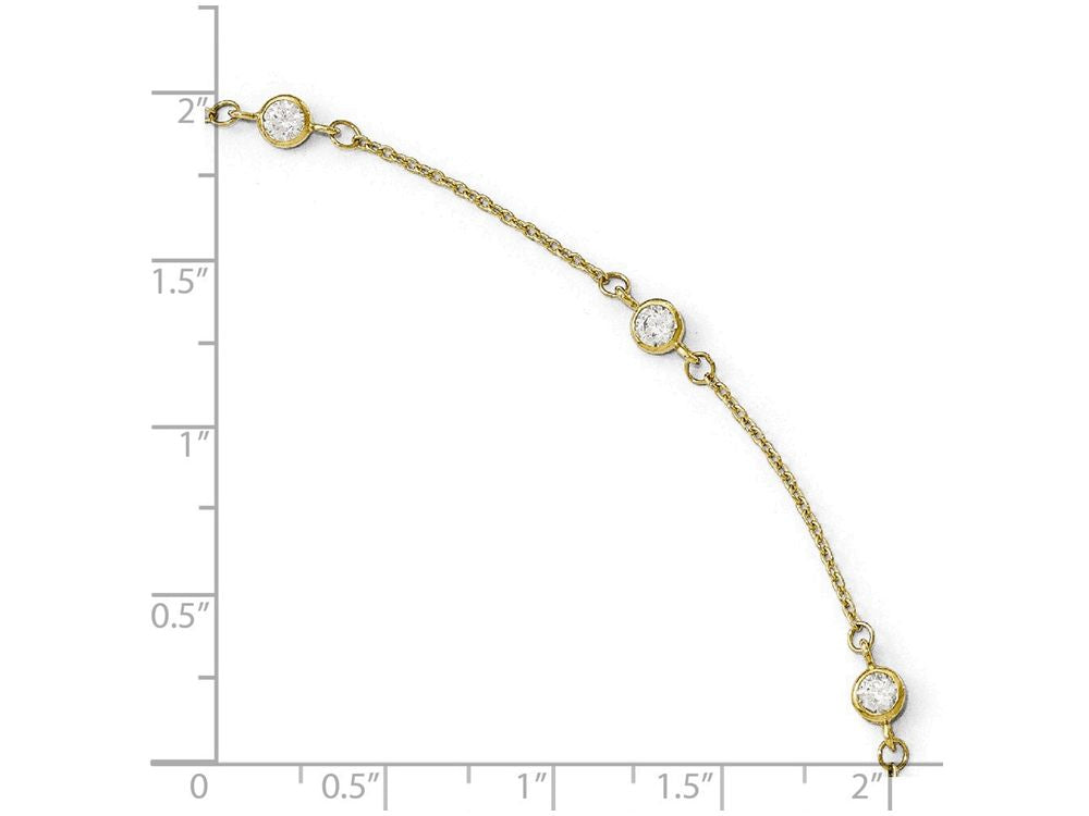 FJC Finejewelers 14k Yellow Gold Cz Polished With 1in Ext. Anklet