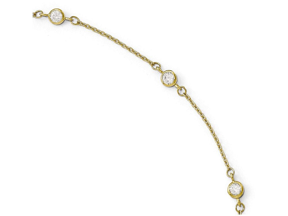 FJC Finejewelers 14k Yellow Gold Cz Polished With 1in Ext. Anklet