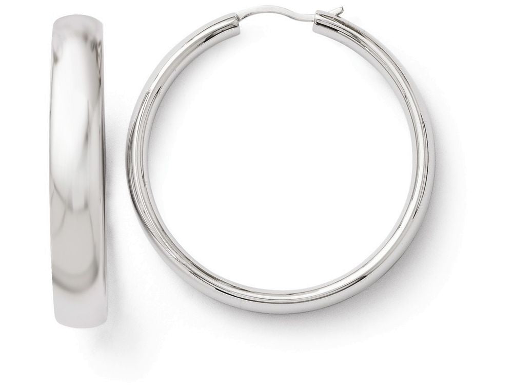 FJC Finejewelers Sterling Silver Rhodium-plated 6mm Half Round Tube Earrings