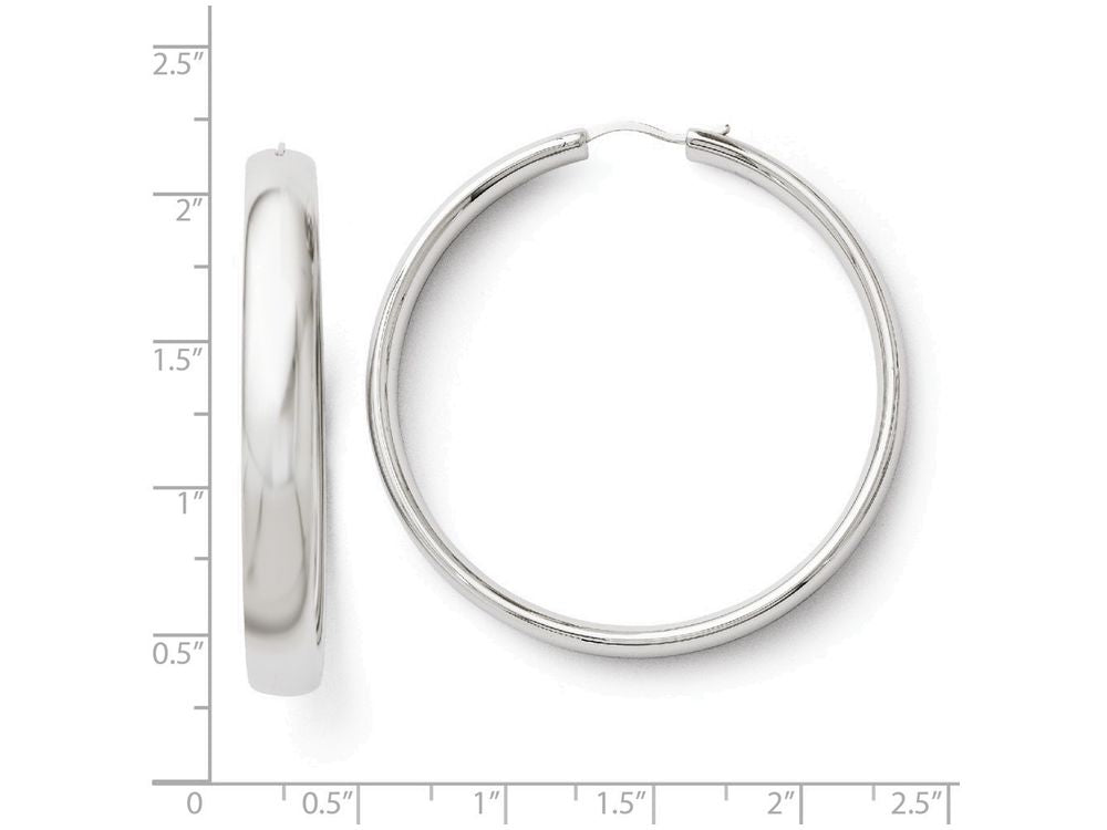 FJC Finejewelers Sterling Silver Rhodium-plated 6mm Half Round Tube Earrings