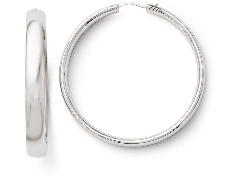FJC Finejewelers Sterling Silver Rhodium-plated 6mm Half Round Tube Earrings