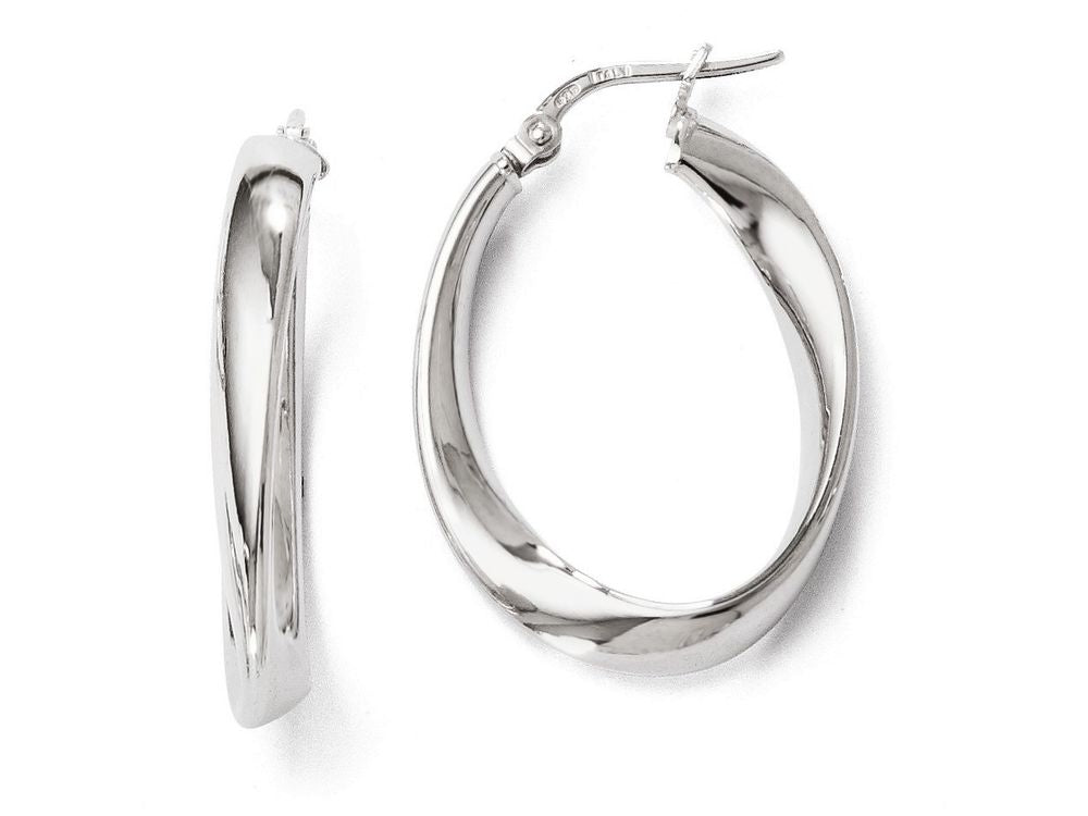 FJC Finejewelers Sterling Silver Polished Twisted Oval Hoop Earrings