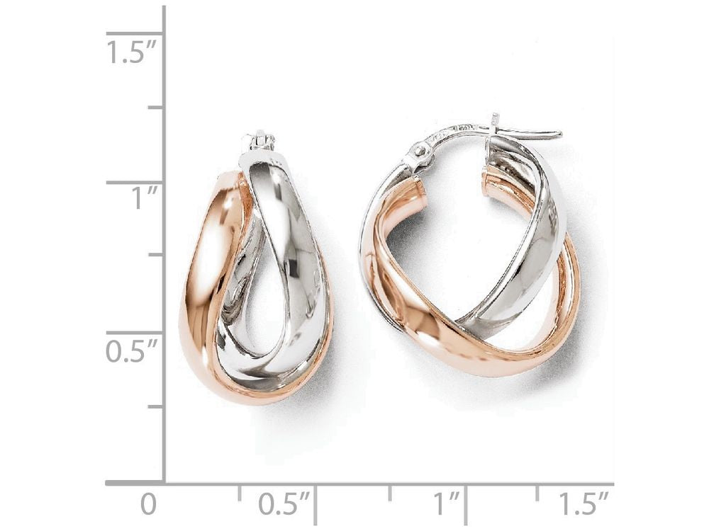 FJC Finejewelers Sterling Silver Rose Plated Double Hoop Earrings