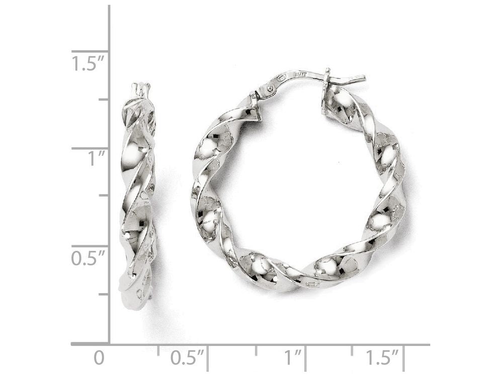 FJC Finejewelers Sterling Silver Polished Twisted Hinged Hoop Earrings