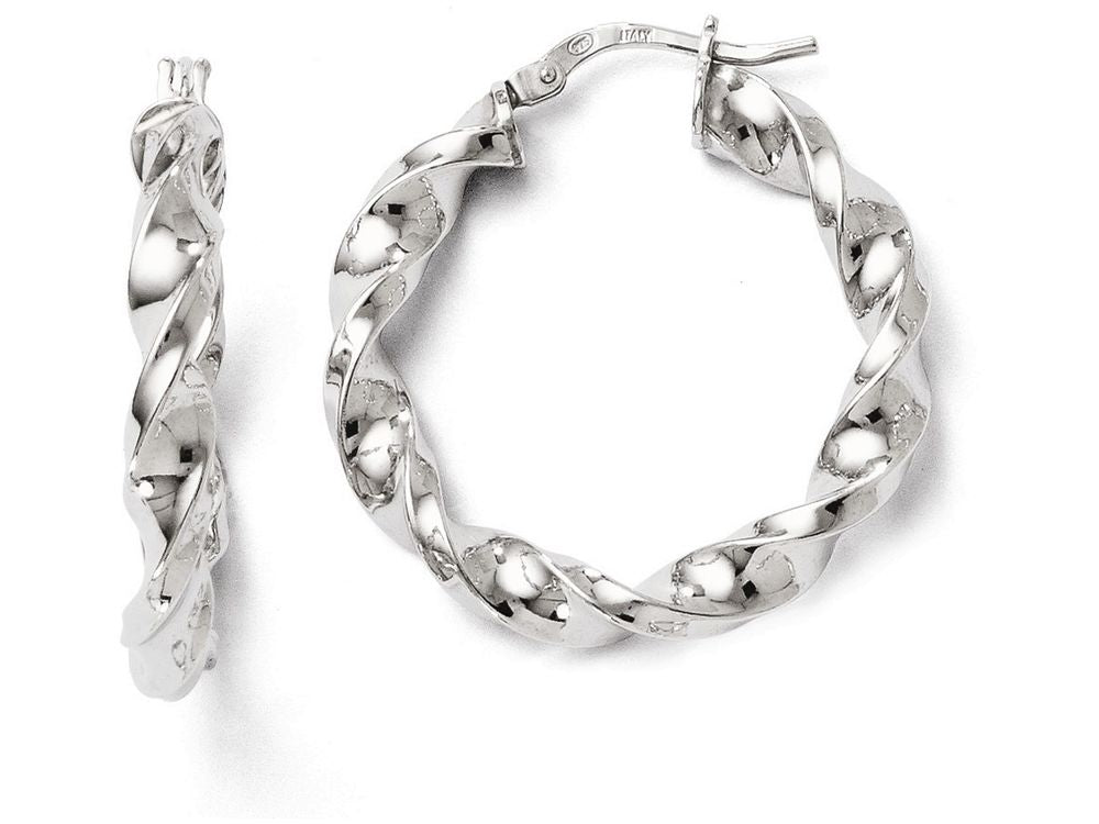 FJC Finejewelers Sterling Silver Polished Twisted Hinged Hoop Earrings