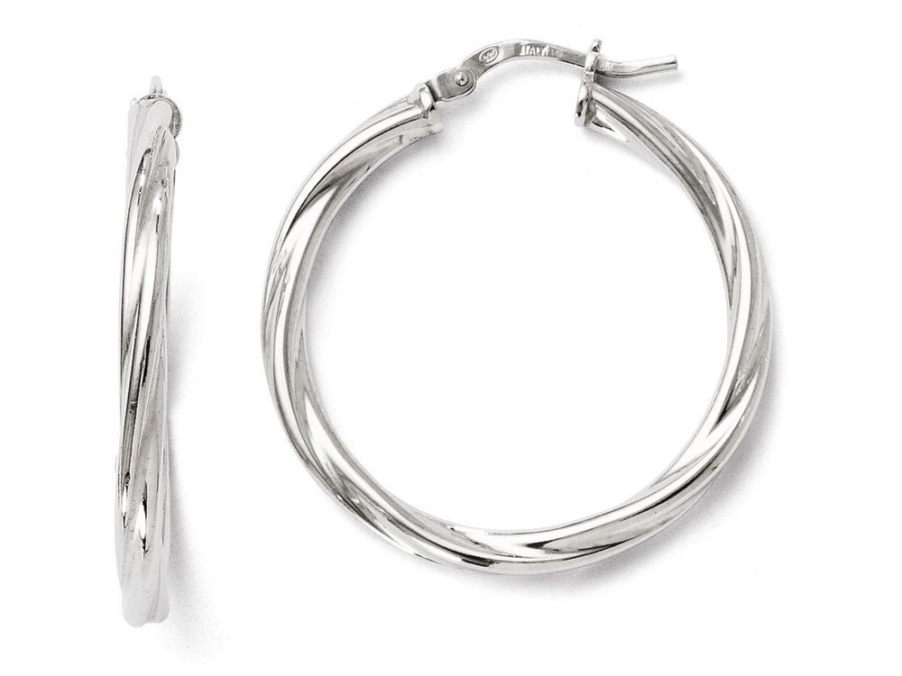 FJC Finejewelers Sterling Silver Polished Twisted Hinged Hoop Earrings