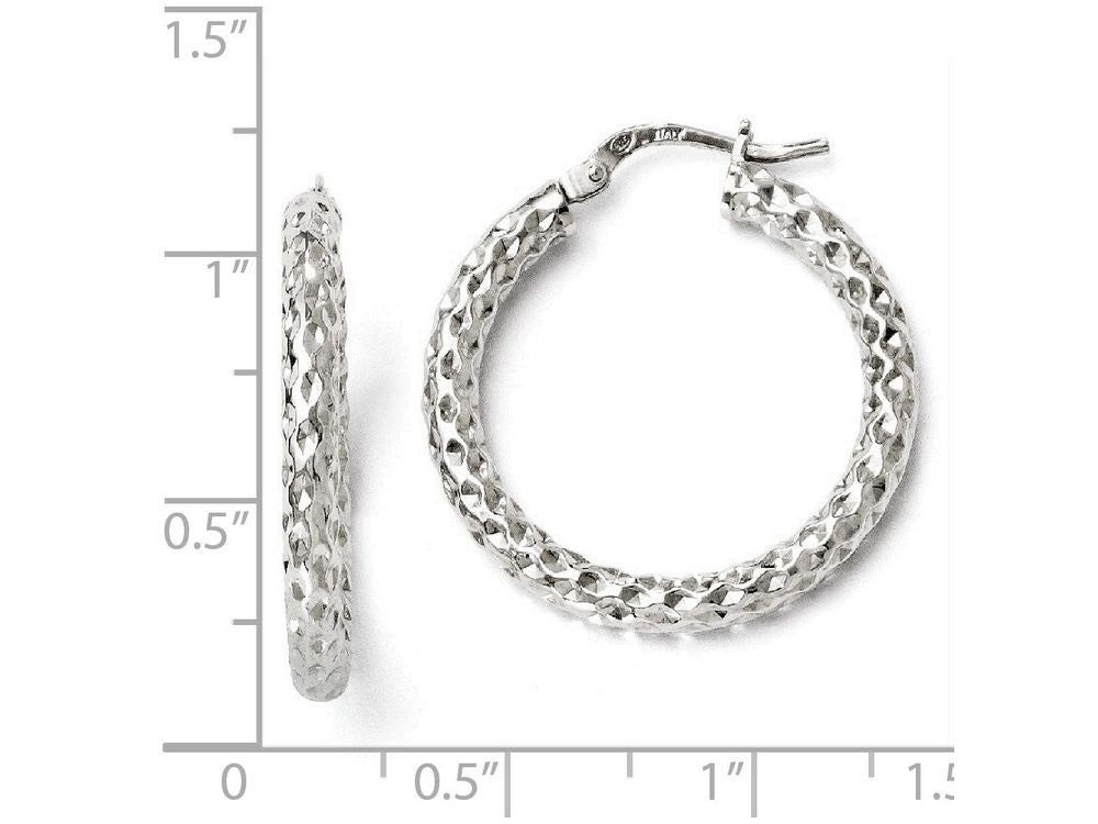 FJC Finejewelers Sterling Silver Polished and Textured Hinged Hoop Earrings