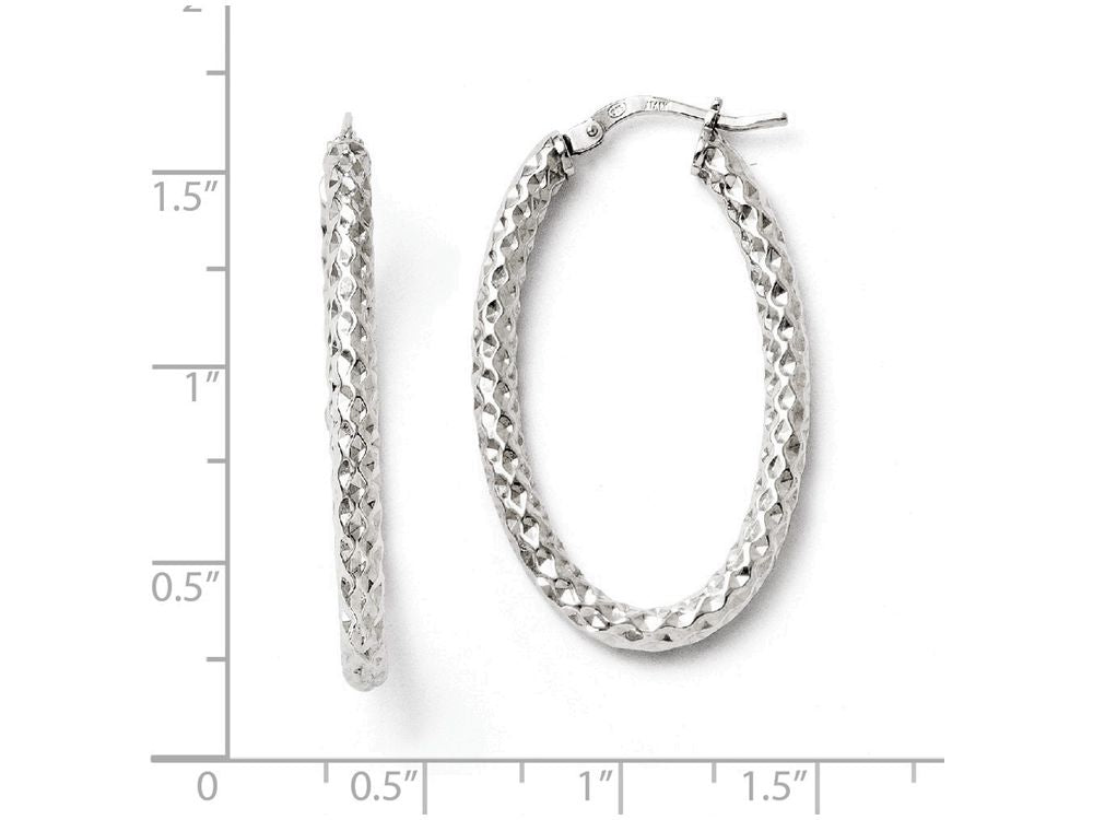 FJC Finejewelers Sterling Silver Polished andtextured Oval Hinged Hoop Earrings