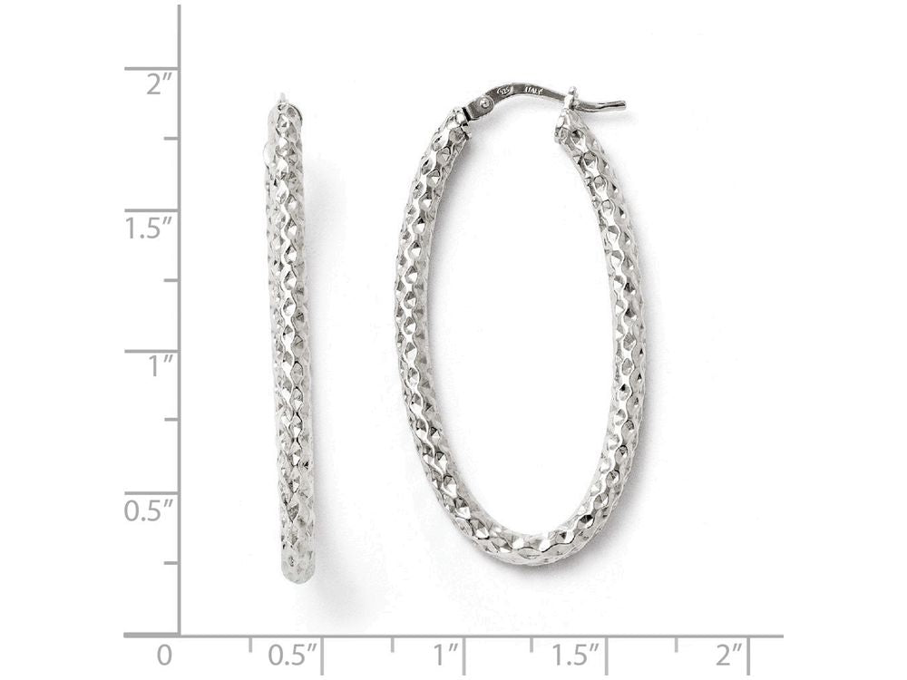FJC Finejewelers Sterling Silver Polished andtextured Oval Hinged Hoop Earrings